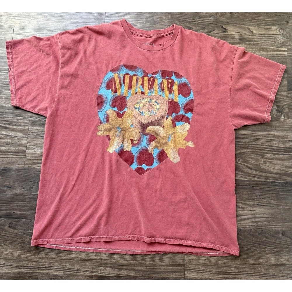 90s Nirvana Band Tee Faded Grunge Y2K Vintage Retro Distressed Indie Alt Rock XL